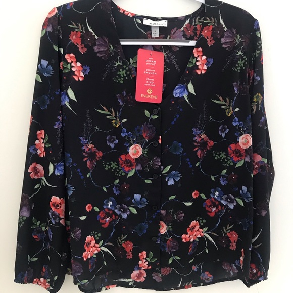 Allison Joy Tops - NWT Allison Joy flowy black floral blouse
